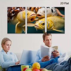 2D flat 1pc vibrant koi fish close up wall decor for living room bedroom modern farmhouse gallery wrapped canvas prints coastal aesthetic