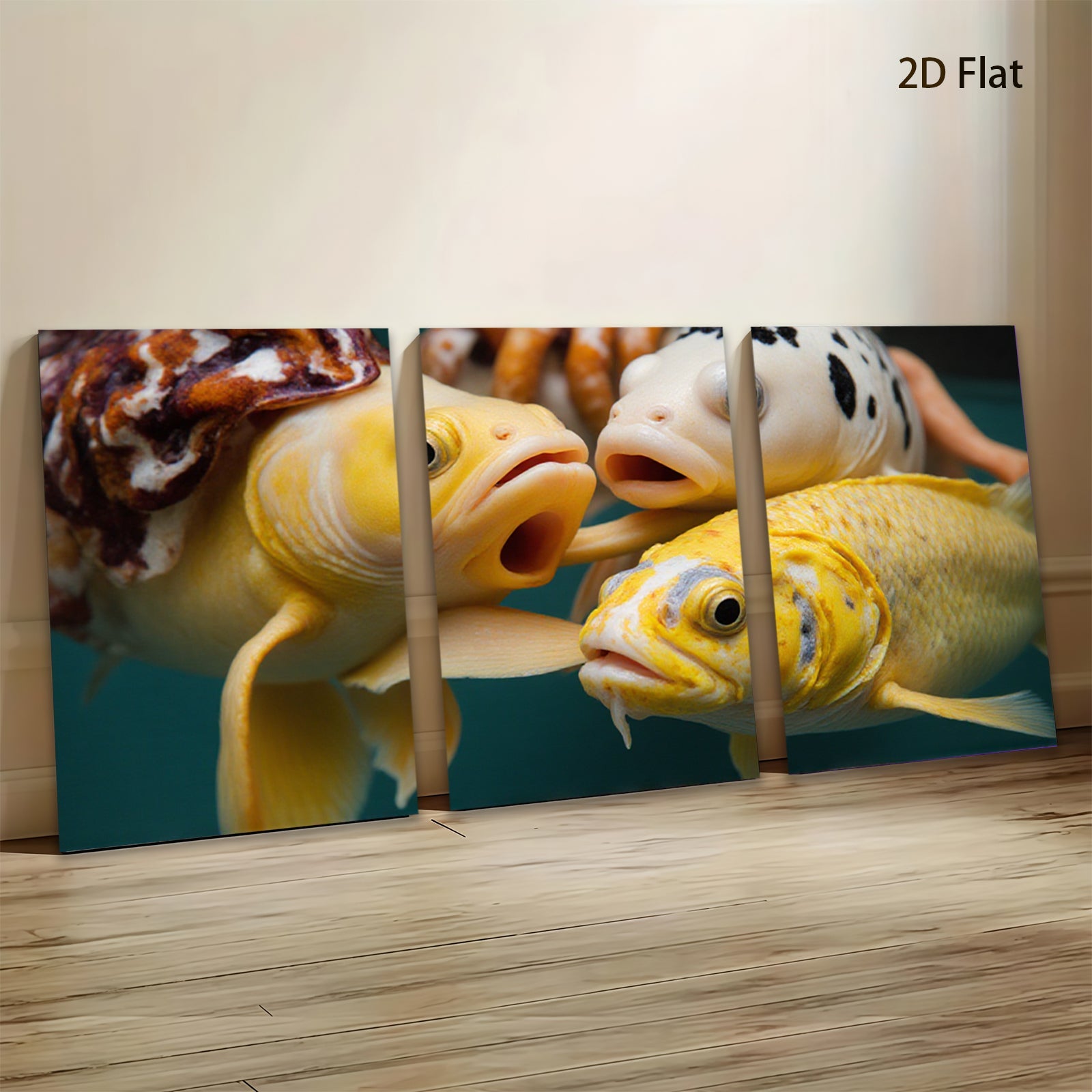 2D flat 1pc vibrant koi fish close up wall decor for living room bedroom modern farmhouse gallery wrapped canvas prints coastal aesthetic