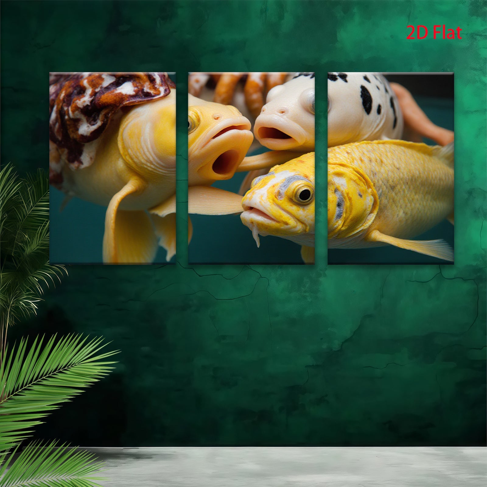 2D flat 1pc vibrant koi fish close up wall decor for living room bedroom modern farmhouse gallery wrapped canvas prints coastal aesthetic