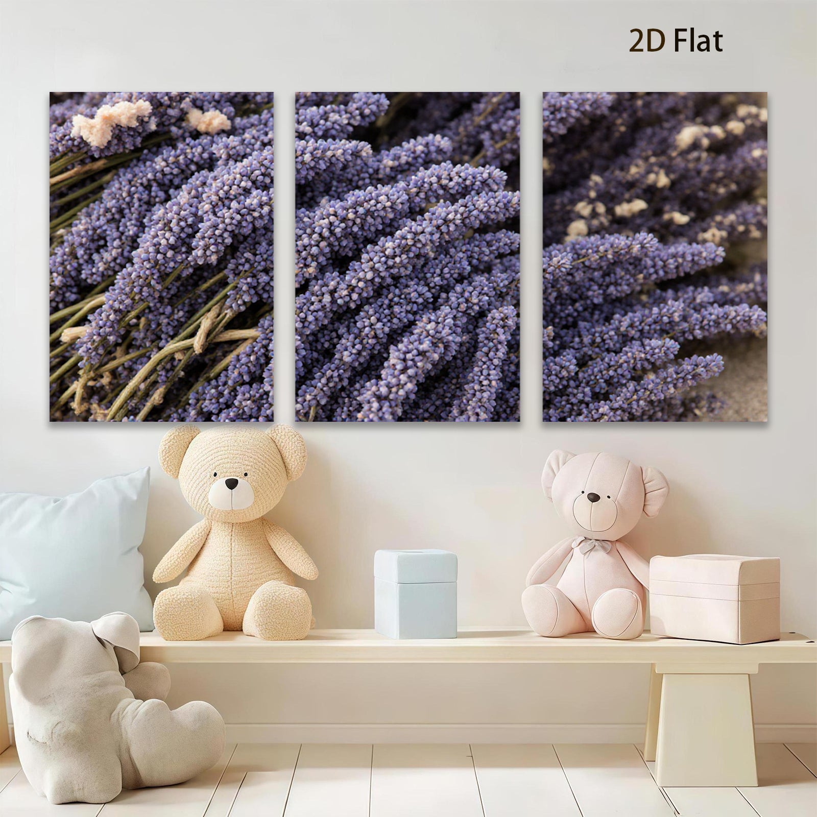2D flat 1pc vibrant lavender blooms farmhouse wall decor botanical print kitchen dining room living room gallery wrapped canvas modern minimalist