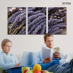 2D flat 1pc vibrant lavender blooms farmhouse wall decor botanical print kitchen dining room living room gallery wrapped canvas modern minimalist