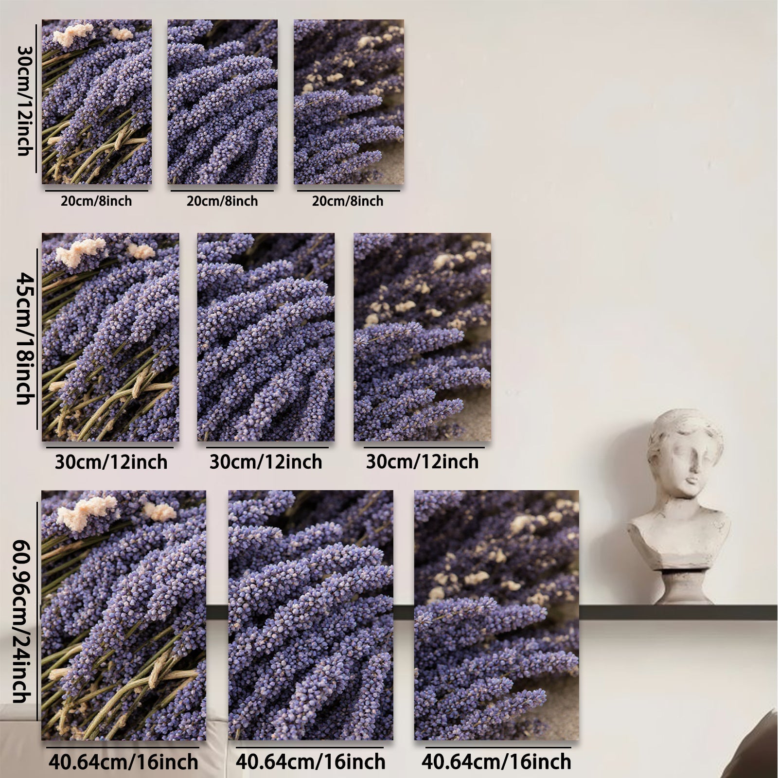 2D flat 1pc vibrant lavender blooms farmhouse wall decor botanical print kitchen dining room living room gallery wrapped canvas modern minimalist