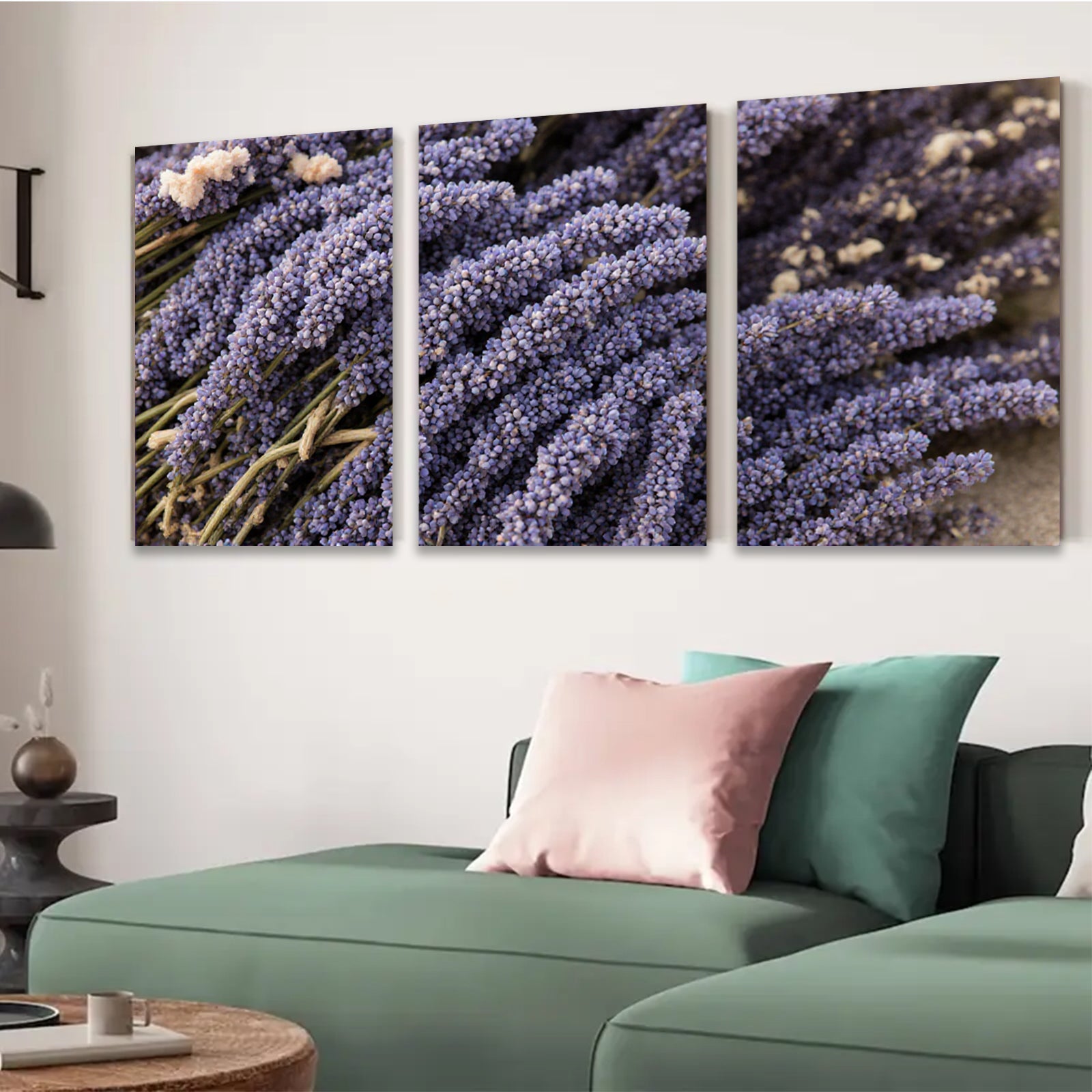 2D flat 1pc vibrant lavender blooms farmhouse wall decor botanical print kitchen dining room living room gallery wrapped canvas modern minimalist
