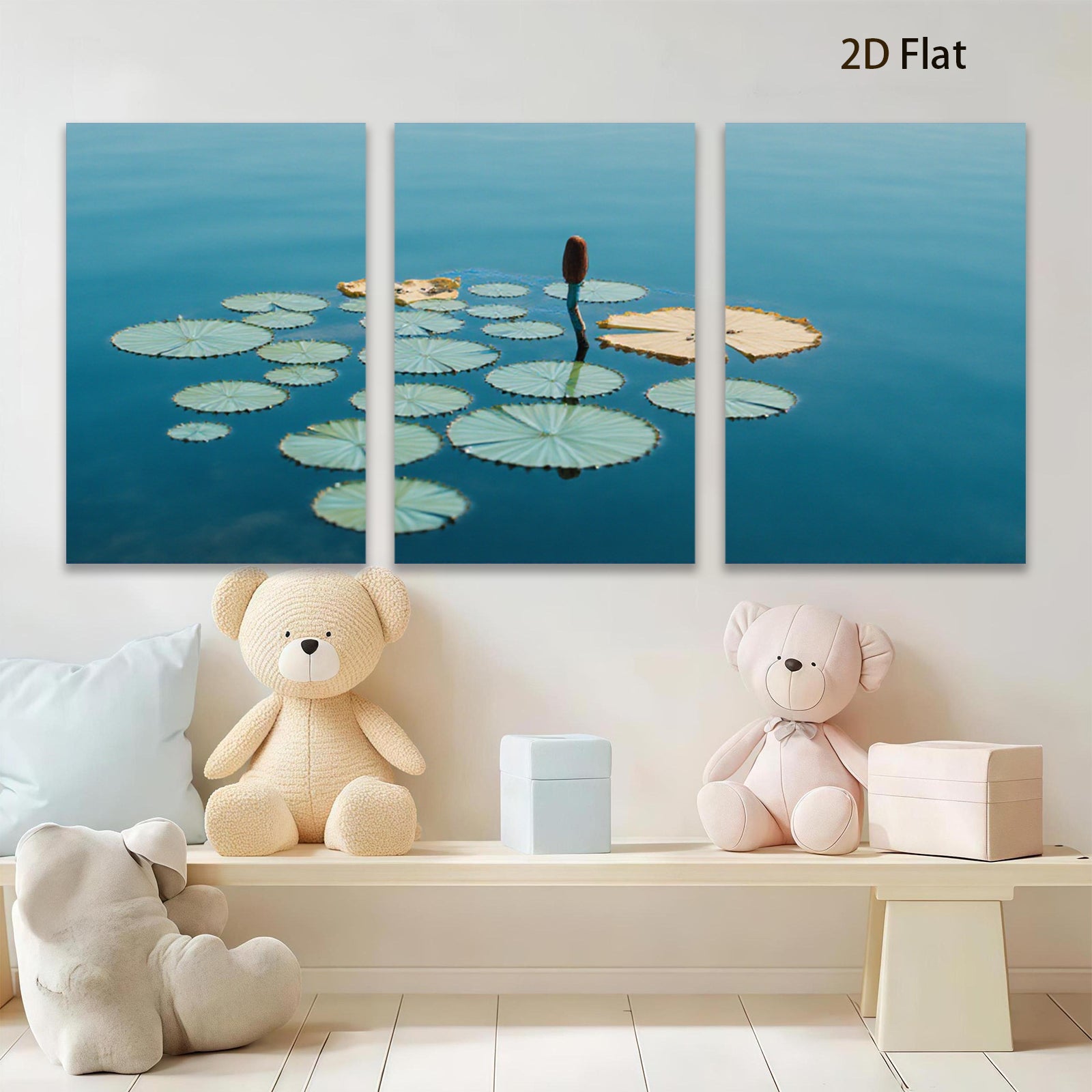 2D flat 1pc vibrant lily pads serene water garden wall decor living room bedroom farmhouse style modern canvas prints framed ready to hang