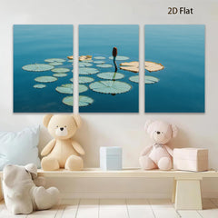 2D flat 1pc vibrant lily pads serene water garden wall decor living room bedroom farmhouse style modern canvas prints framed ready to hang