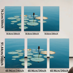 2D flat 1pc vibrant lily pads serene water garden wall decor living room bedroom farmhouse style modern canvas prints framed ready to hang