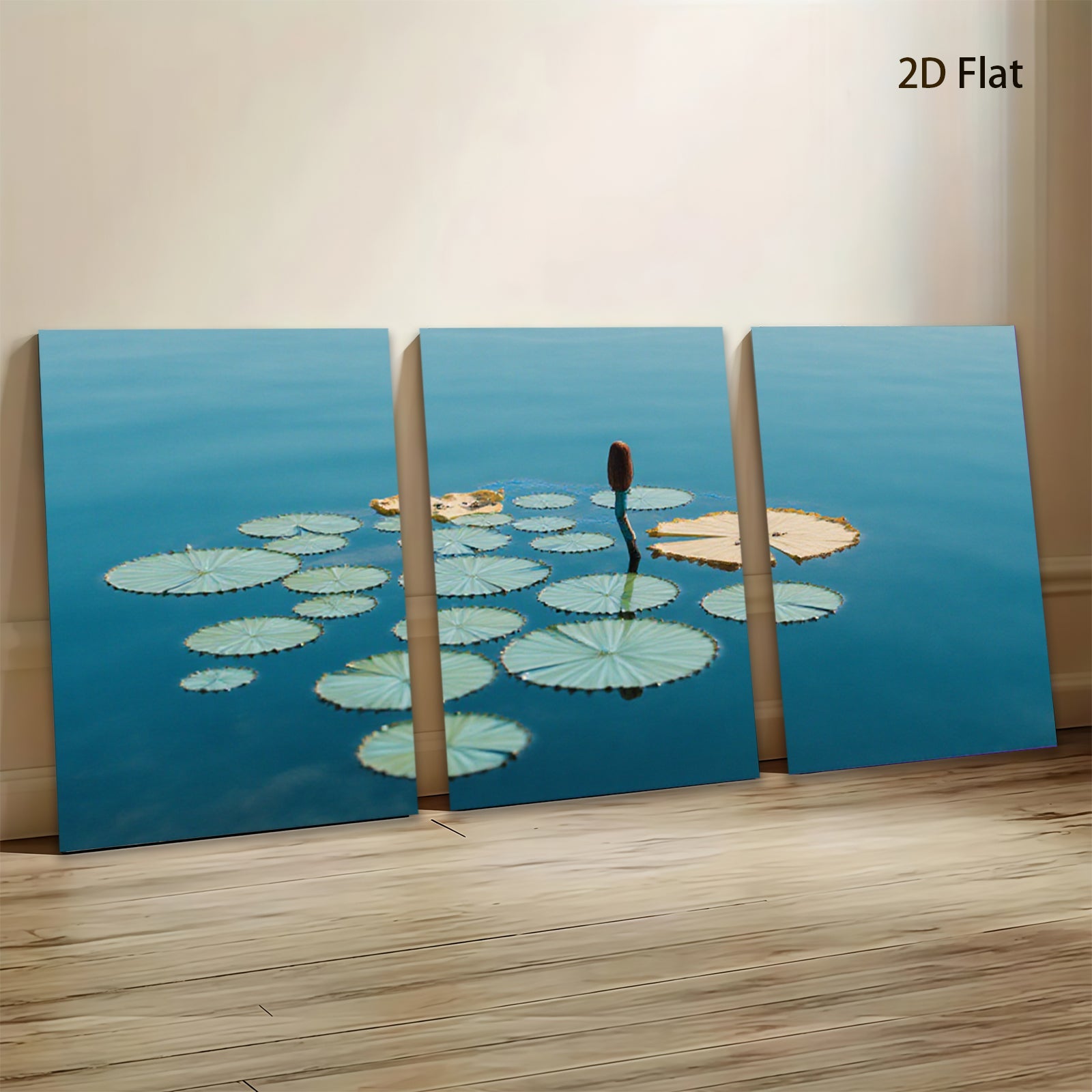2D flat 1pc vibrant lily pads serene water garden wall decor living room bedroom farmhouse style modern canvas prints framed ready to hang