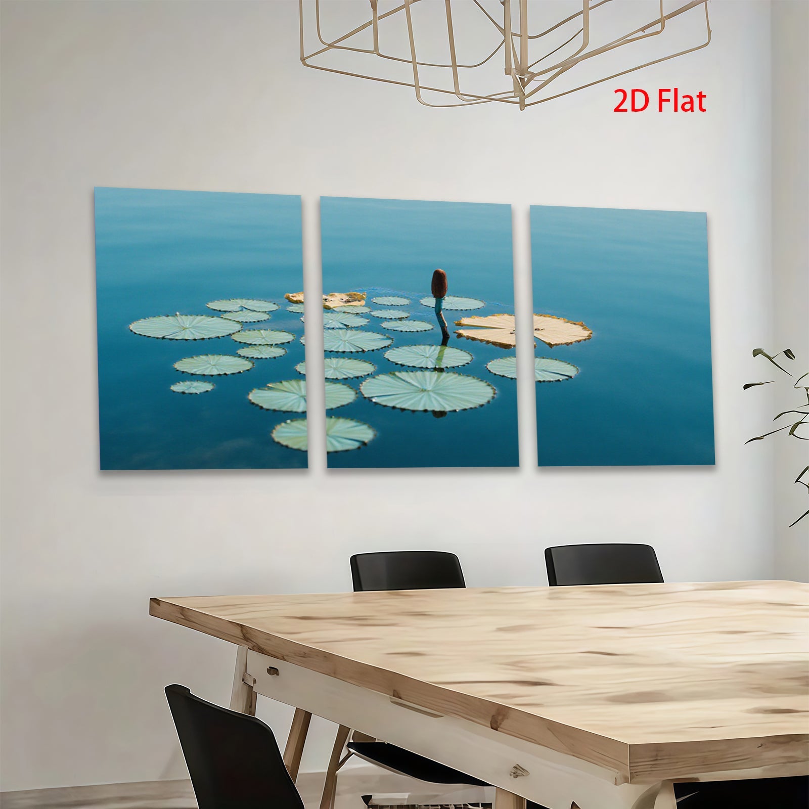 2D flat 1pc vibrant lily pads serene water garden wall decor living room bedroom farmhouse style modern canvas prints framed ready to hang