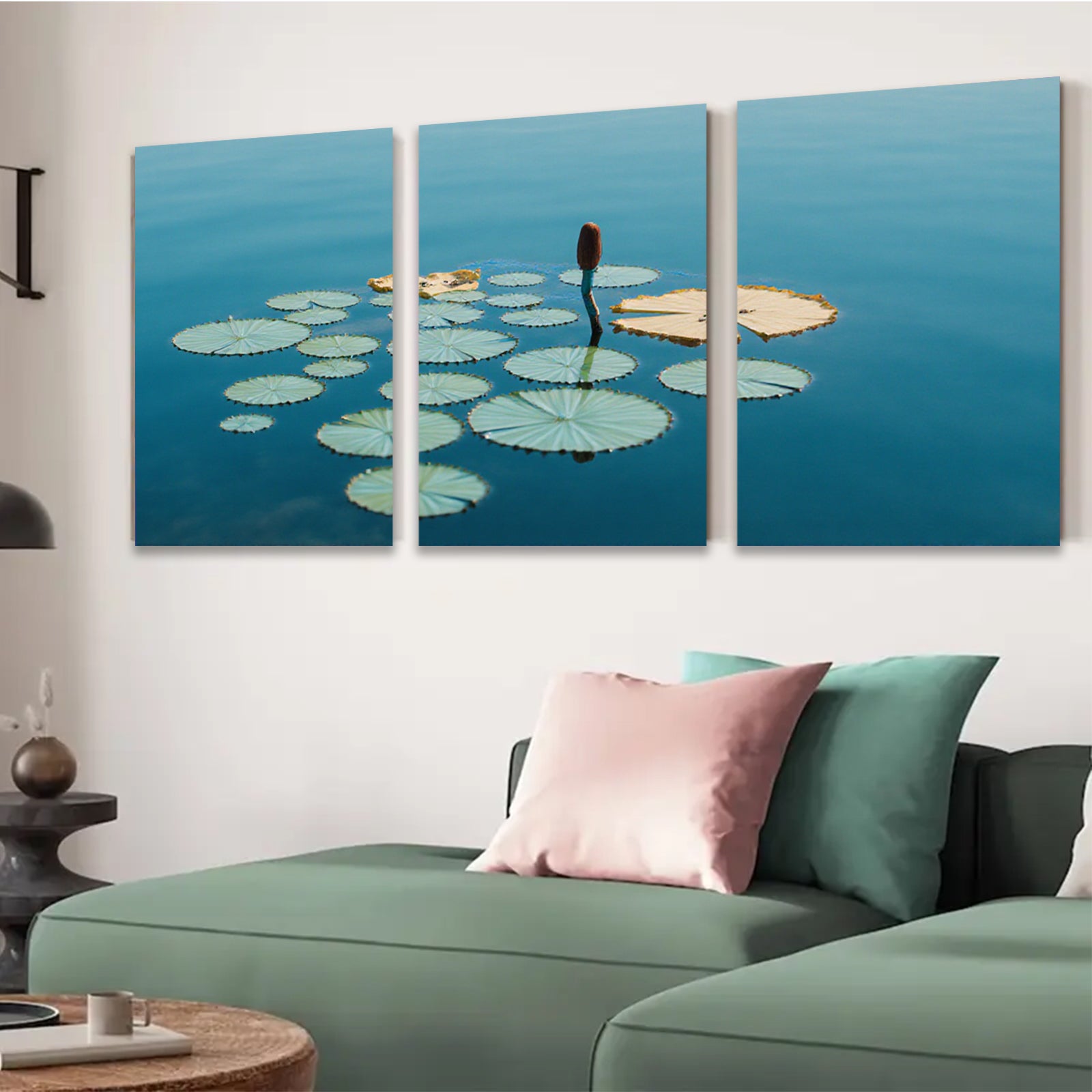 2D flat 1pc vibrant lily pads serene water garden wall decor living room bedroom farmhouse style modern canvas prints framed ready to hang