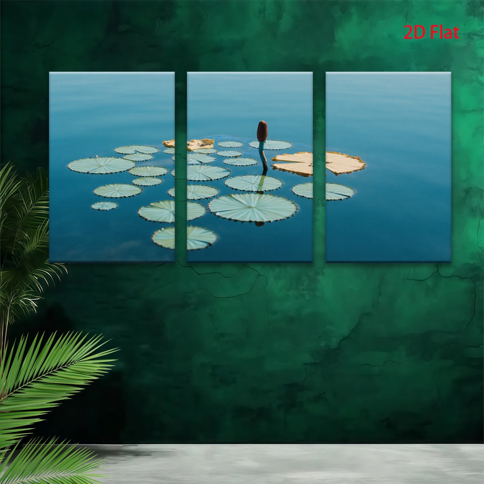 2D flat 1pc vibrant lily pads serene water garden wall decor living room bedroom farmhouse style modern canvas prints framed ready to hang
