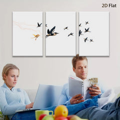 2D flat 1pc vibrant migrating birds flocking towards distant horizon farmhouse wall decor living room bedroom modern art gallery wrapped canvas prints