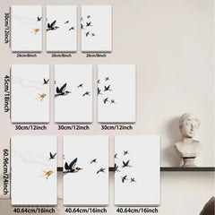 2D flat 1pc vibrant migrating birds flocking towards distant horizon farmhouse wall decor living room bedroom modern art gallery wrapped canvas prints