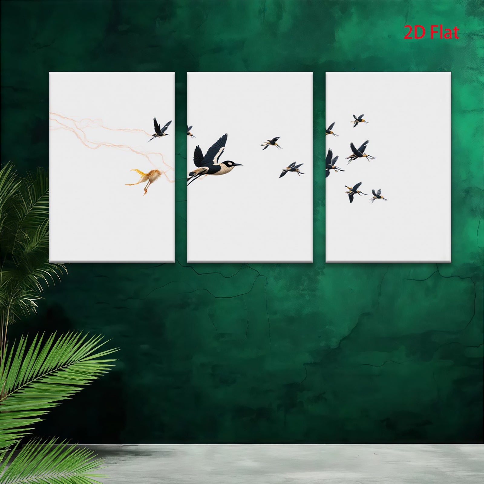 2D flat 1pc vibrant migrating birds flocking towards distant horizon farmhouse wall decor living room bedroom modern art gallery wrapped canvas prints