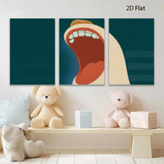 2D flat 1pc vibrant open mouth whimsical art for kids room playroom gallery wall decor farmhouse style living room bedroom modern minimalist