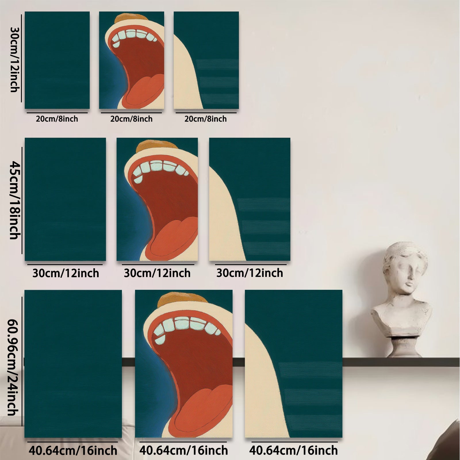 2D flat 1pc vibrant open mouth whimsical art for kids room playroom gallery wall decor farmhouse style living room bedroom modern minimalist