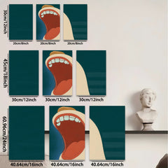 2D flat 1pc vibrant open mouth whimsical art for kids room playroom gallery wall decor farmhouse style living room bedroom modern minimalist
