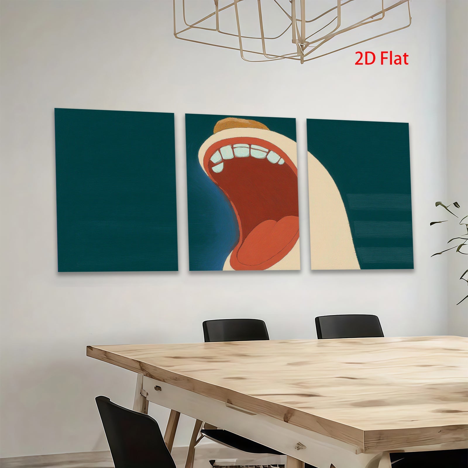 2D flat 1pc vibrant open mouth whimsical art for kids room playroom gallery wall decor farmhouse style living room bedroom modern minimalist