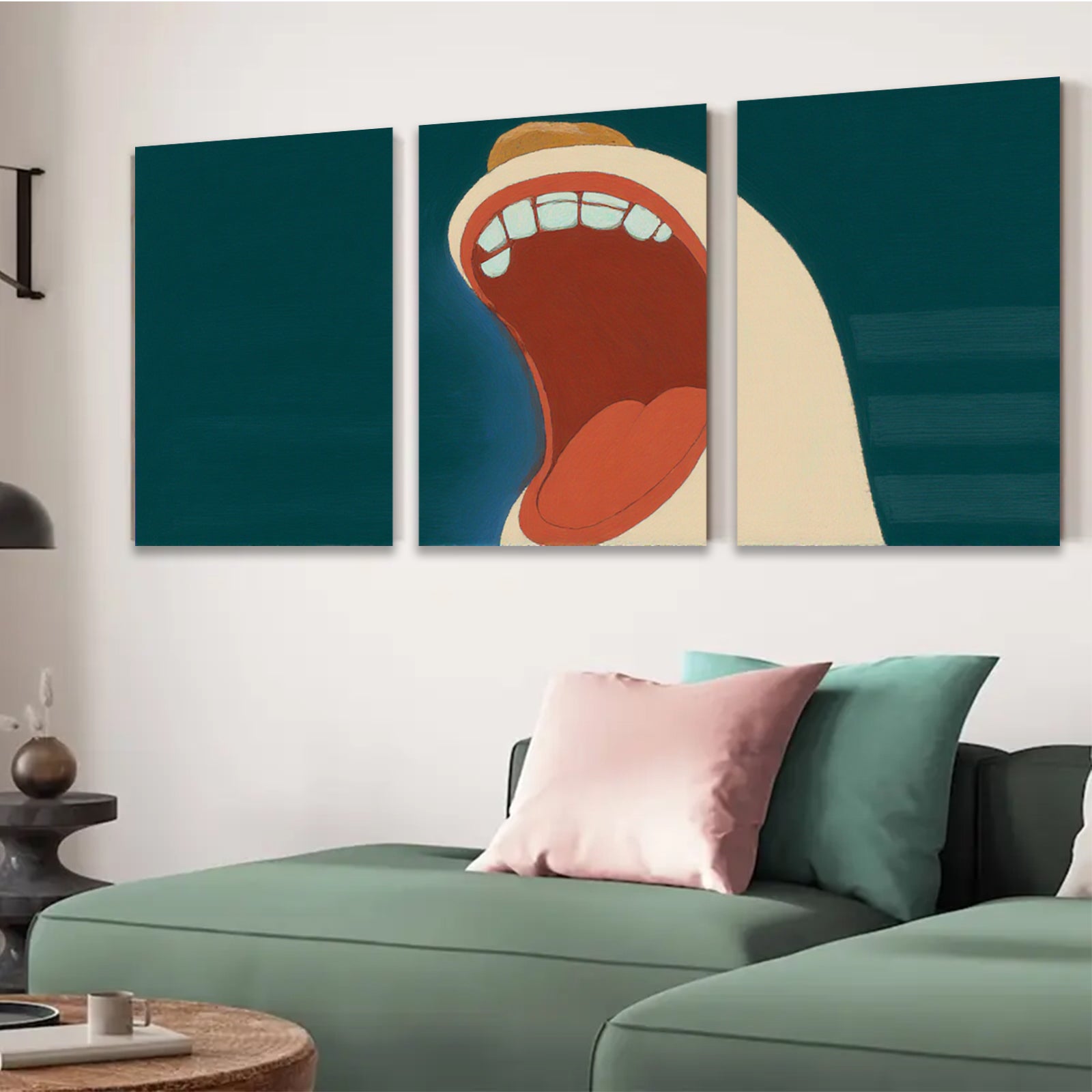 2D flat 1pc vibrant open mouth whimsical art for kids room playroom gallery wall decor farmhouse style living room bedroom modern minimalist