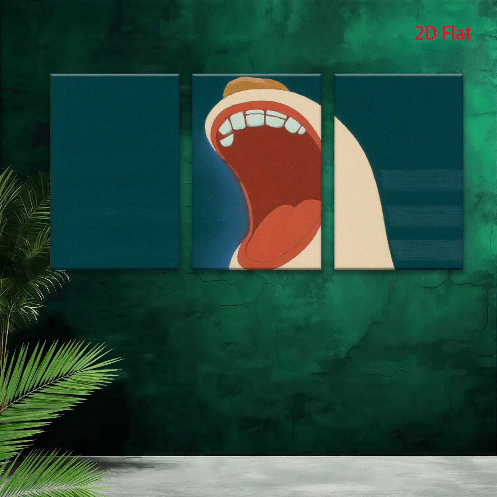 2D flat 1pc vibrant open mouth whimsical art for kids room playroom gallery wall decor farmhouse style living room bedroom modern minimalist