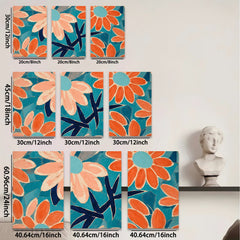 2D flat 1pc vibrant orange floral botanical wall art canvas print for living room bedroom gallery wrapped modern farmhouse decor cozy home