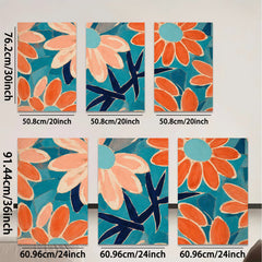 2D flat 1pc vibrant orange floral botanical wall art canvas print for living room bedroom gallery wrapped modern farmhouse decor cozy home