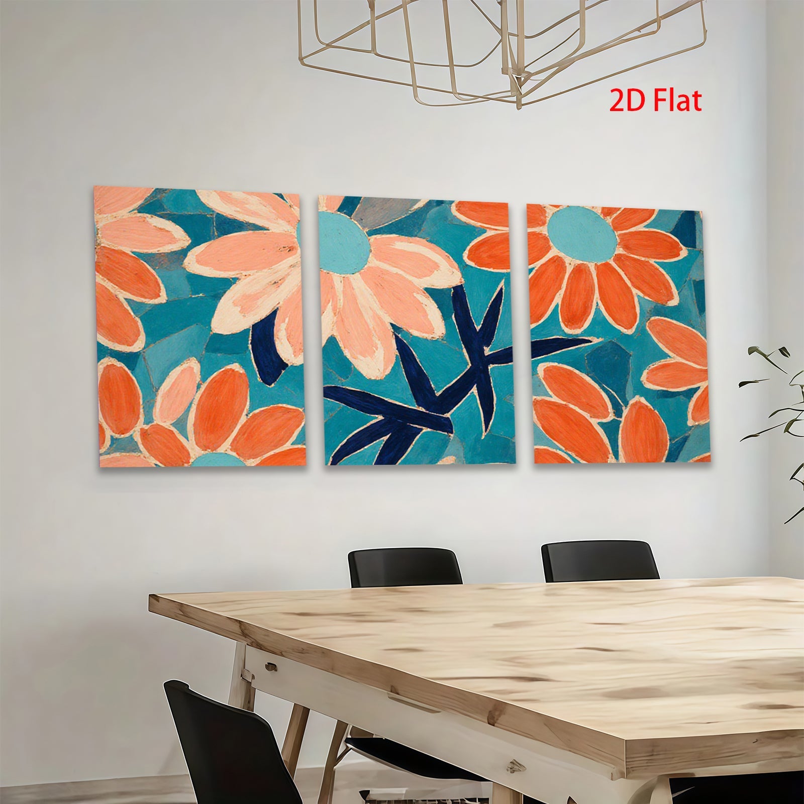 2D flat 1pc vibrant orange floral botanical wall art canvas print for living room bedroom gallery wrapped modern farmhouse decor cozy home