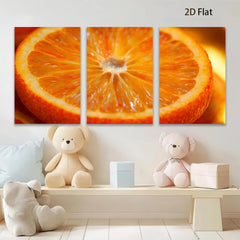 2D flat 1pc vibrant orange slice closeup modern kitchen dining room wall art farmhouse decor living room gallery wrapped canvas print botanical nature