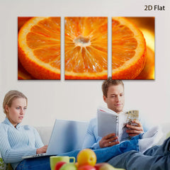 2D flat 1pc vibrant orange slice closeup modern kitchen dining room wall art farmhouse decor living room gallery wrapped canvas print botanical nature