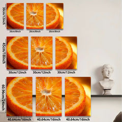 2D flat 1pc vibrant orange slice closeup modern kitchen dining room wall art farmhouse decor living room gallery wrapped canvas print botanical nature