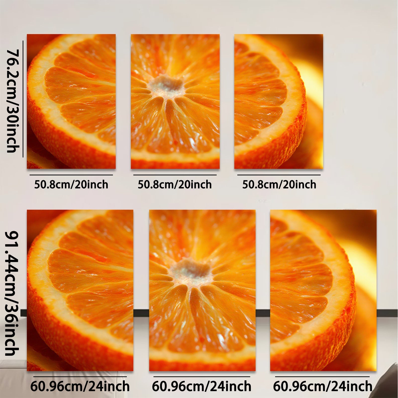 2D flat 1pc vibrant orange slice closeup modern kitchen dining room wall art farmhouse decor living room gallery wrapped canvas print botanical nature