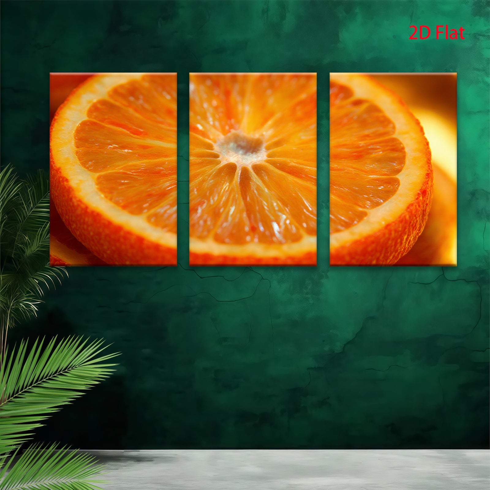 2D flat 1pc vibrant orange slice closeup modern kitchen dining room wall art farmhouse decor living room gallery wrapped canvas print botanical nature