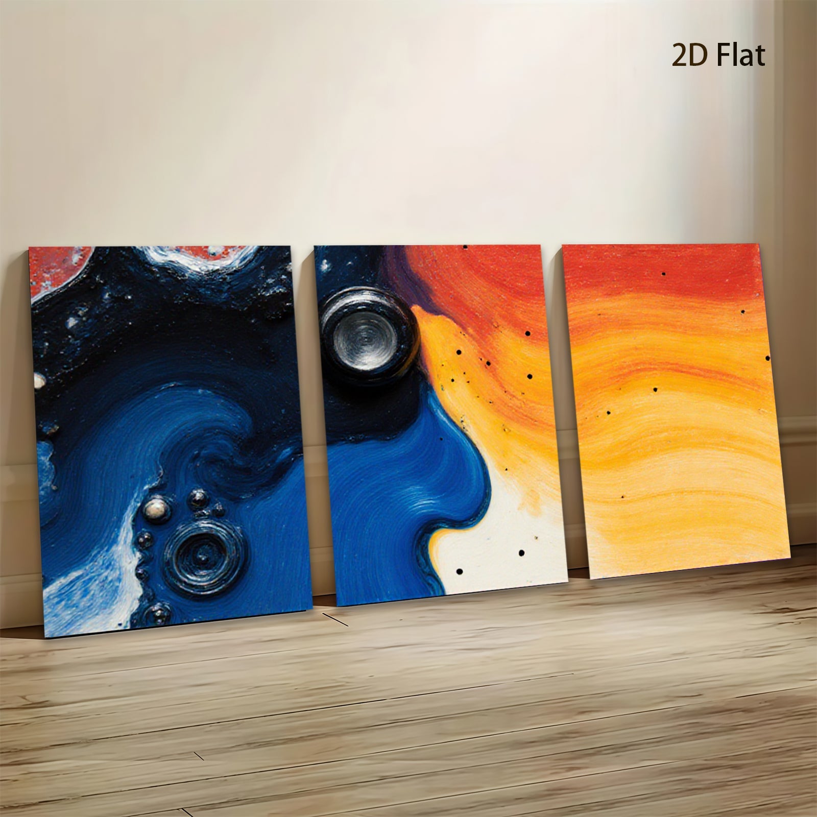 2D flat 1pc vibrant paint swirl abstract canvas wall art for living room bedroom home decor farmhouse style modern minimalist
