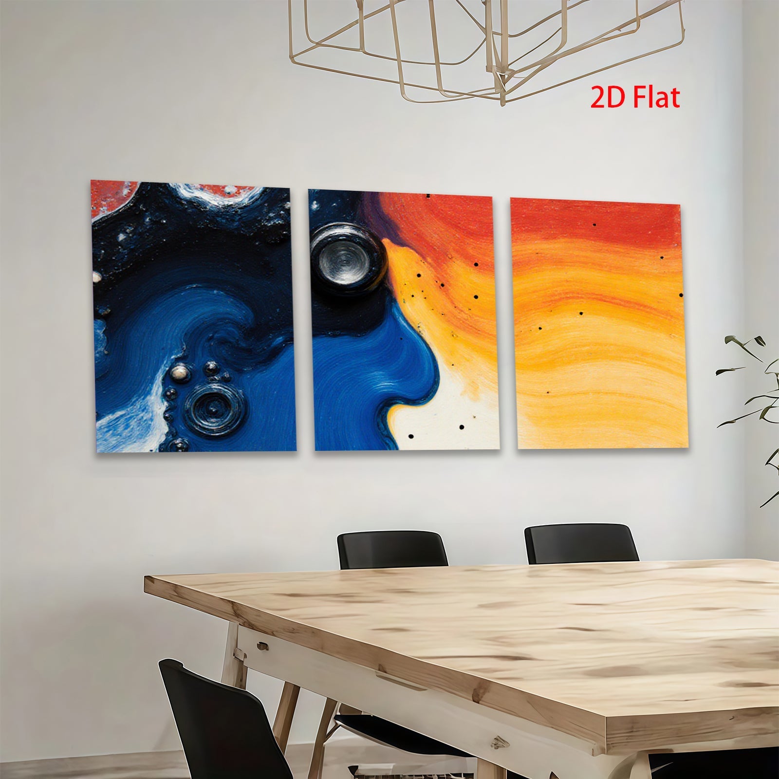 2D flat 1pc vibrant paint swirl abstract canvas wall art for living room bedroom home decor farmhouse style modern minimalist
