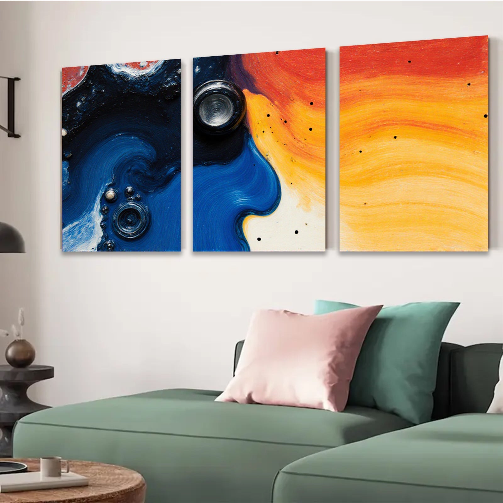 2D flat 1pc vibrant paint swirl abstract canvas wall art for living room bedroom home decor farmhouse style modern minimalist