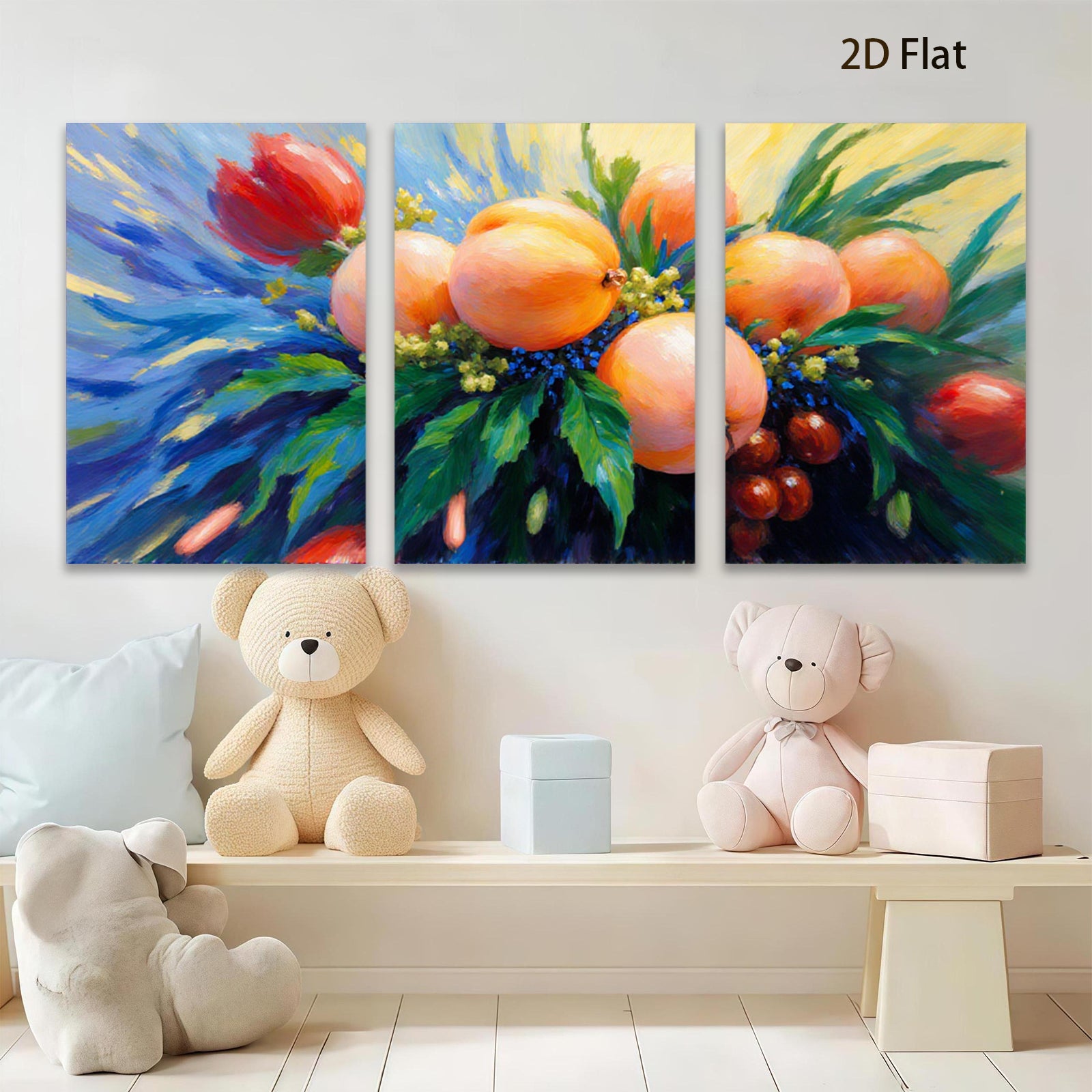 2D flat 1pc vibrant peach blossom painting botanical wall art for living room bedroom farmhouse decor gallery wrapped canvas prints modern farmhouse style