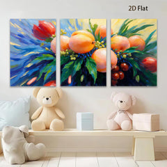 2D flat 1pc vibrant peach blossom painting botanical wall art for living room bedroom farmhouse decor gallery wrapped canvas prints modern farmhouse style