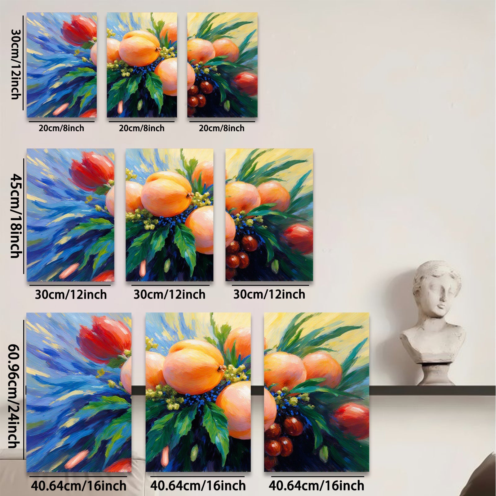 2D flat 1pc vibrant peach blossom painting botanical wall art for living room bedroom farmhouse decor gallery wrapped canvas prints modern farmhouse style