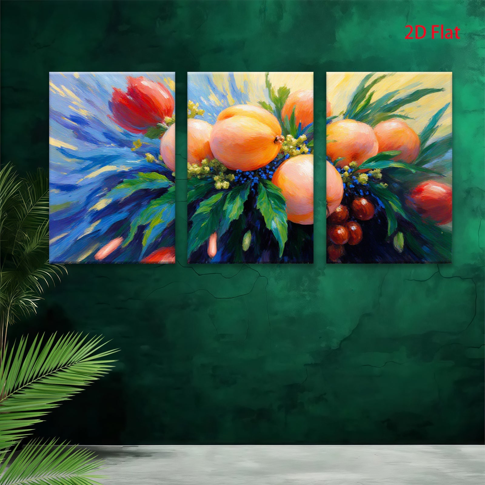 2D flat 1pc vibrant peach blossom painting botanical wall art for living room bedroom farmhouse decor gallery wrapped canvas prints modern farmhouse style