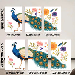 2D flat 1pc vibrant peacock botanical wall art canvas prints for living room bedroom home decor farmhouse style gallery wrapped ready to hang