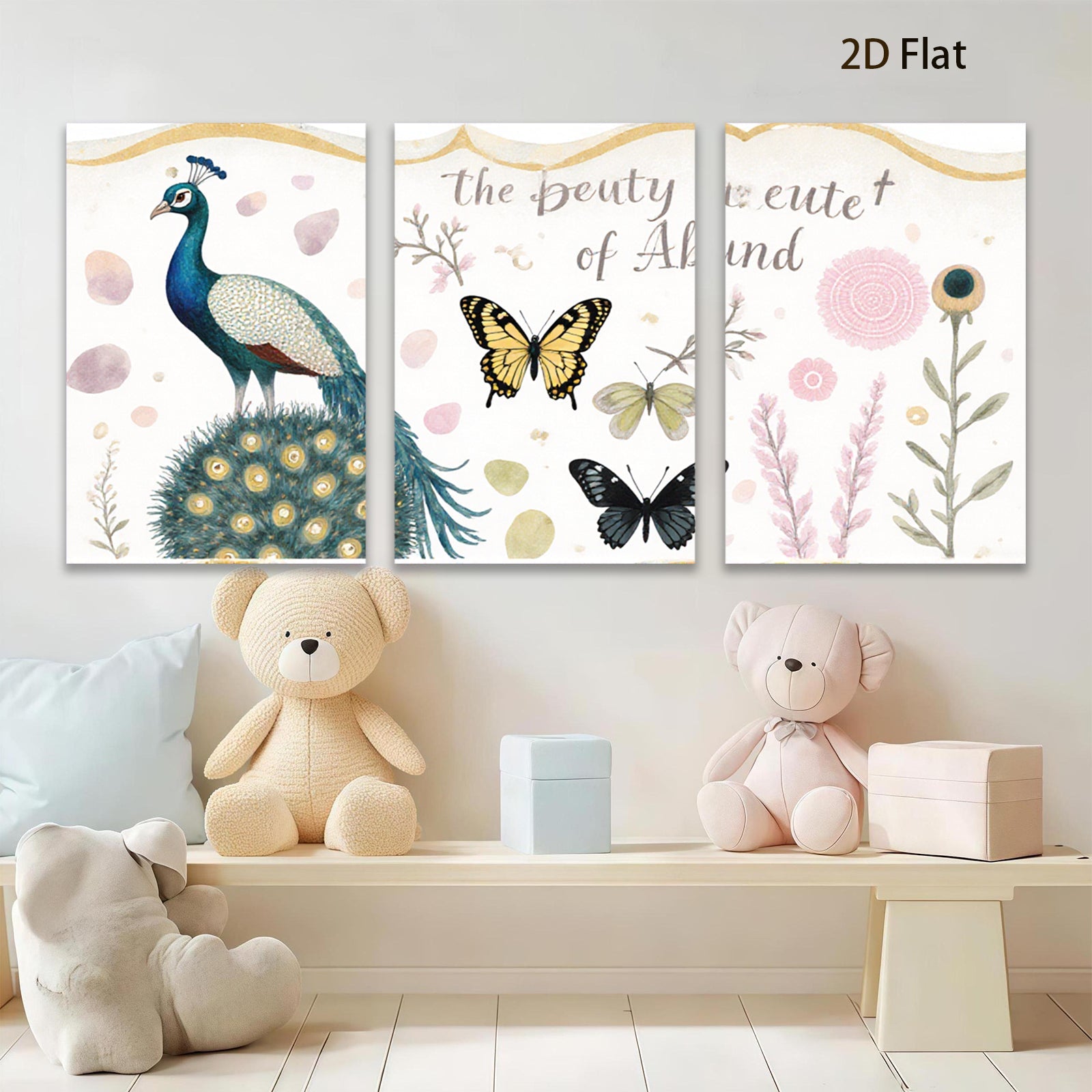 2D flat 1pc vibrant peacock botanical wall art prints farmhouse living room bedroom decor gallery wrapped canvas modern minimalist style statement piece cozy vibes