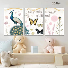 2D flat 1pc vibrant peacock botanical wall art prints farmhouse living room bedroom decor gallery wrapped canvas modern minimalist style statement piece cozy vibes
