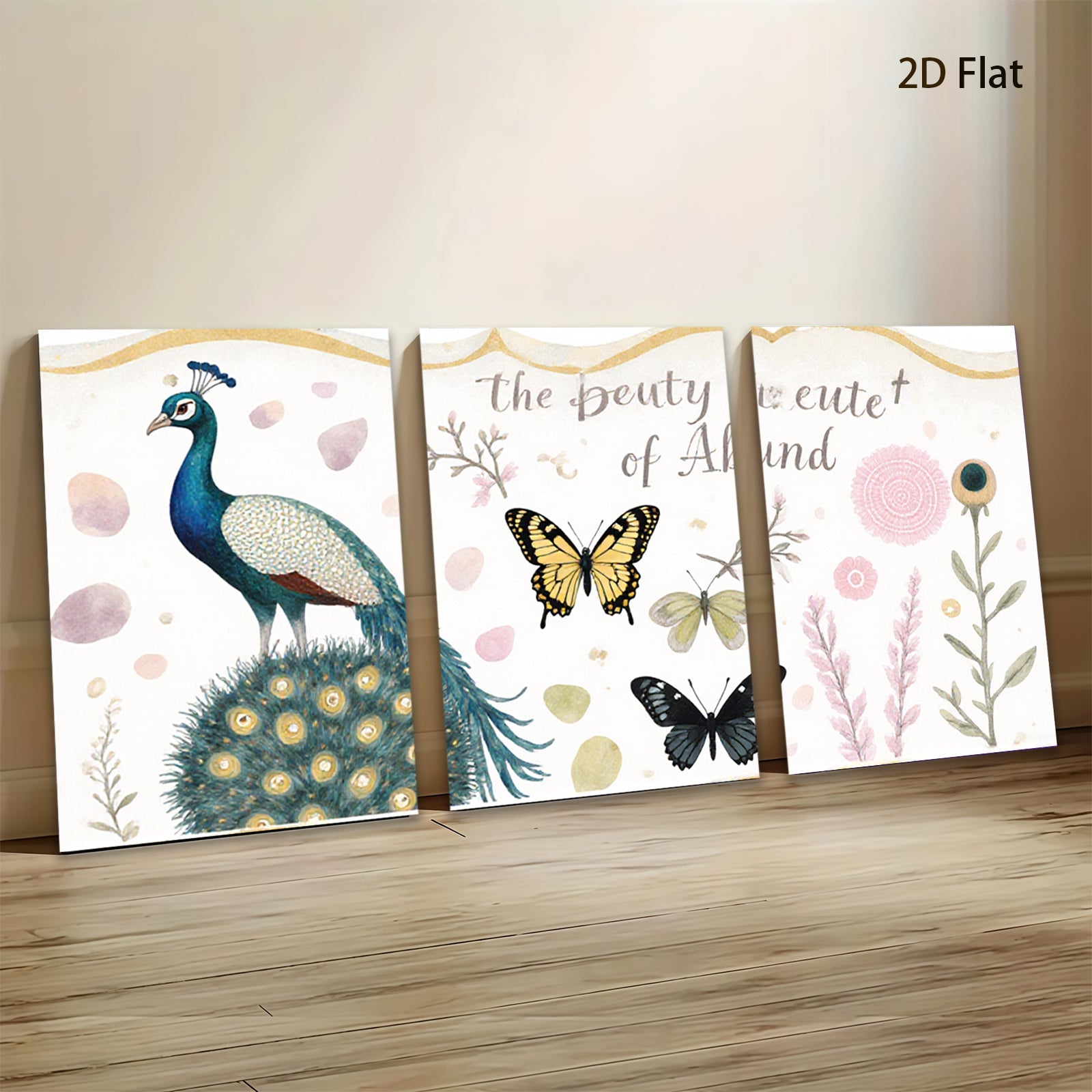 2D flat 1pc vibrant peacock botanical wall art prints farmhouse living room bedroom decor gallery wrapped canvas modern minimalist style statement piece cozy vibes