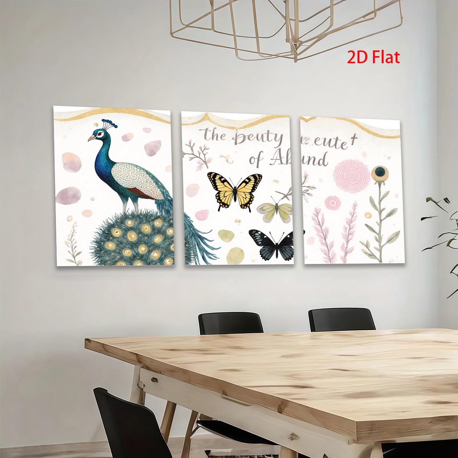 2D flat 1pc vibrant peacock botanical wall art prints farmhouse living room bedroom decor gallery wrapped canvas modern minimalist style statement piece cozy vibes