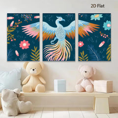 2D flat 1pc vibrant phoenix floral wall art decor bedroom living room farmhouse gallery wrapped canvas prints
