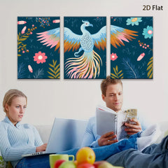 2D flat 1pc vibrant phoenix floral wall art decor bedroom living room farmhouse gallery wrapped canvas prints