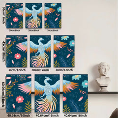 2D flat 1pc vibrant phoenix floral wall art decor bedroom living room farmhouse gallery wrapped canvas prints