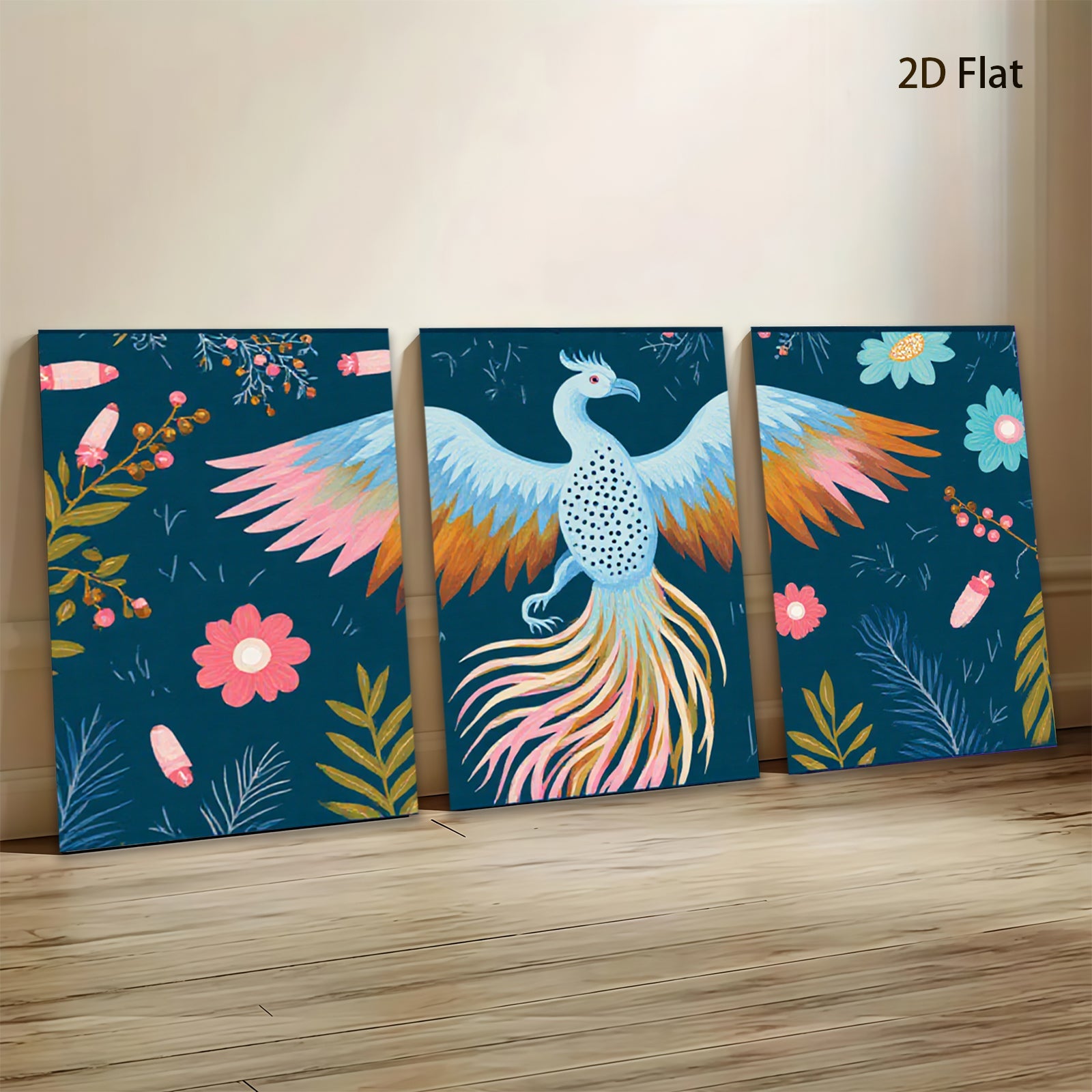 2D flat 1pc vibrant phoenix floral wall art decor bedroom living room farmhouse gallery wrapped canvas prints