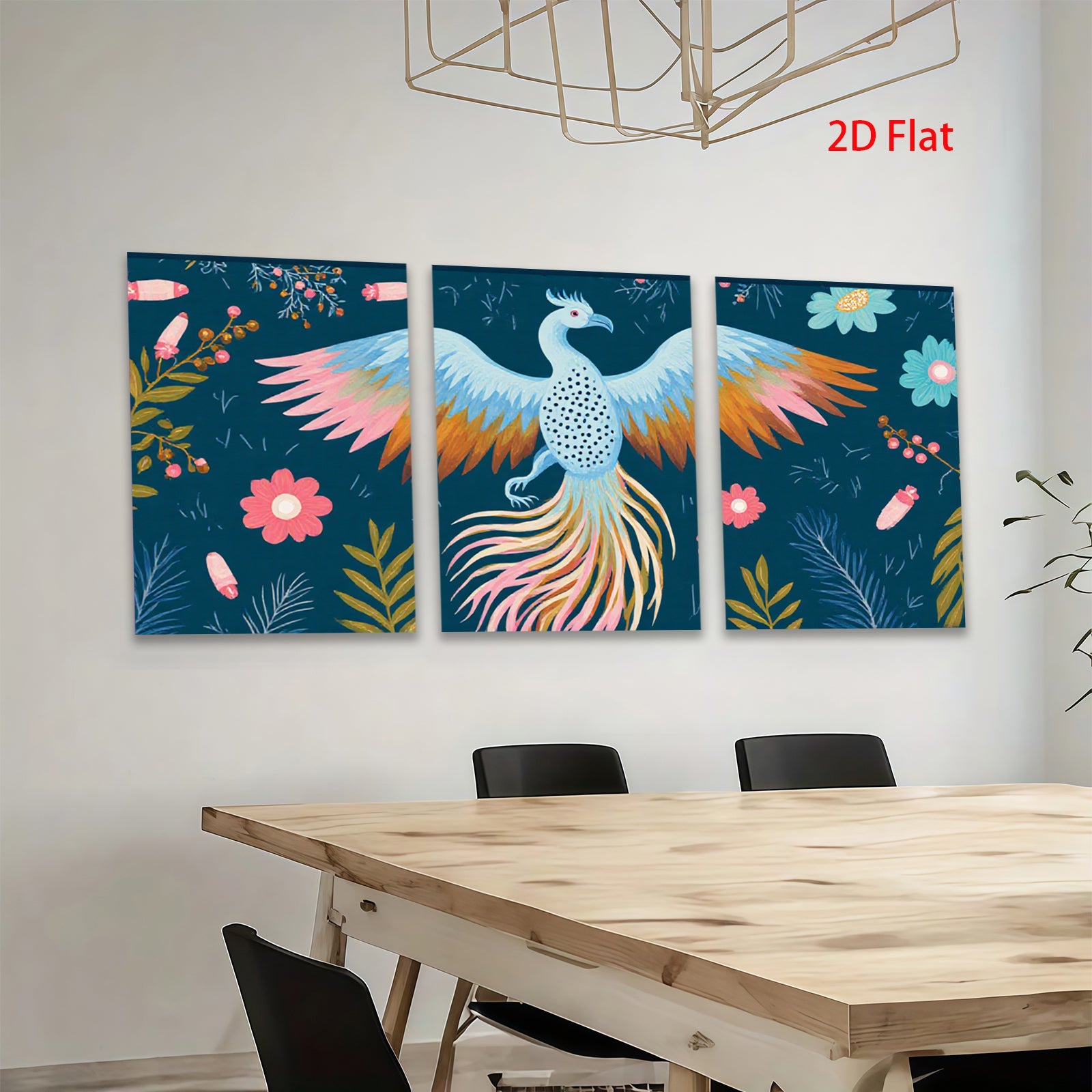 2D flat 1pc vibrant phoenix floral wall art decor bedroom living room farmhouse gallery wrapped canvas prints