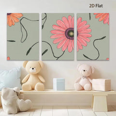 2D flat 1pc vibrant pink floral botanical wall art canvas prints for living room bedroom office decor farmhouse style modern minimalist gallery wrapped