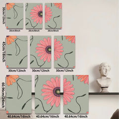 2D flat 1pc vibrant pink floral botanical wall art canvas prints for living room bedroom office decor farmhouse style modern minimalist gallery wrapped